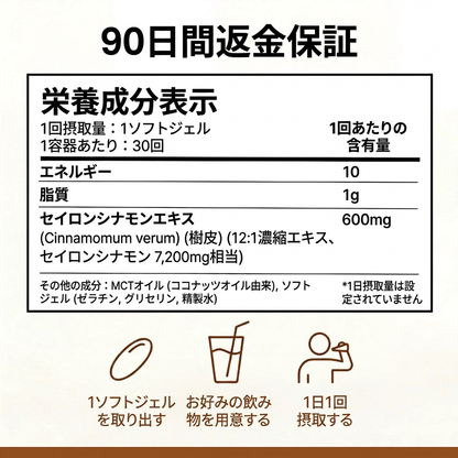 セイロンシナモン 7200mg相当（MCTオイル配合）